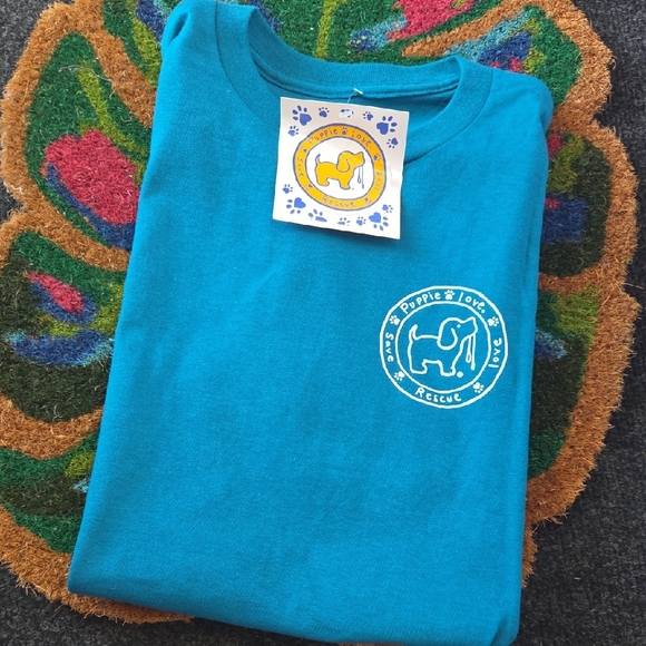 Puppie Love Pickleball Colorful Dog Graphic Blue T-Shirt - Picture 4 of 4